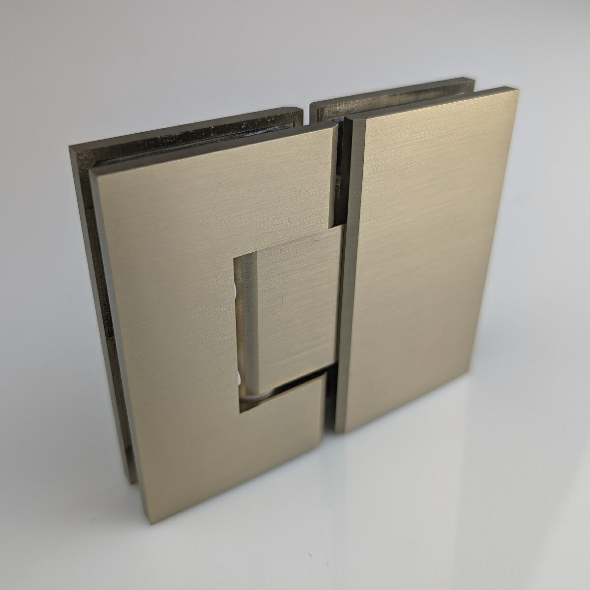 ES2 BC - 180 degree glass to glass shower hinge in a Brushed Champagne 
